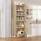 Meuble de rangement haut GustoWave de 180 cm, Armoire de cuisine/garde-manger 5 niveaux avec 4 portes et étagères réglables pour cuisine, salle à manger, salle de bain