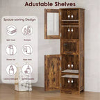 Élément de rangement haut et étroit de 170 cm avec portes vitrées et étagère réglable, armoire autoportante étroite