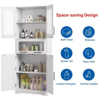 Élément de rangement haut et étroit de 170 cm avec portes vitrées et étagère réglable, armoire autoportante étroite