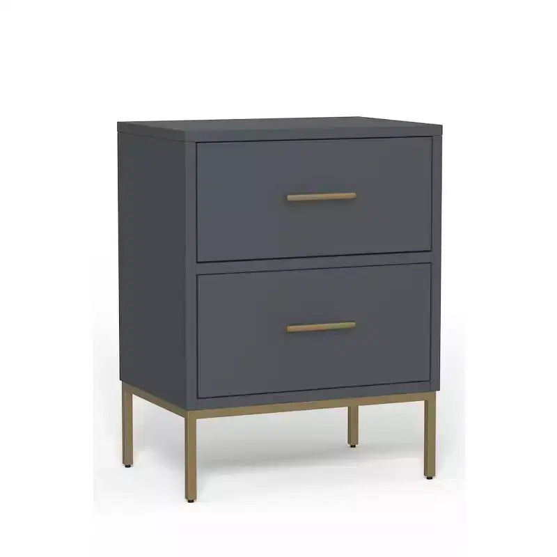 Alpine Furniture,Table de chevet Madelyn à deux tiroirs, Gris ardoise