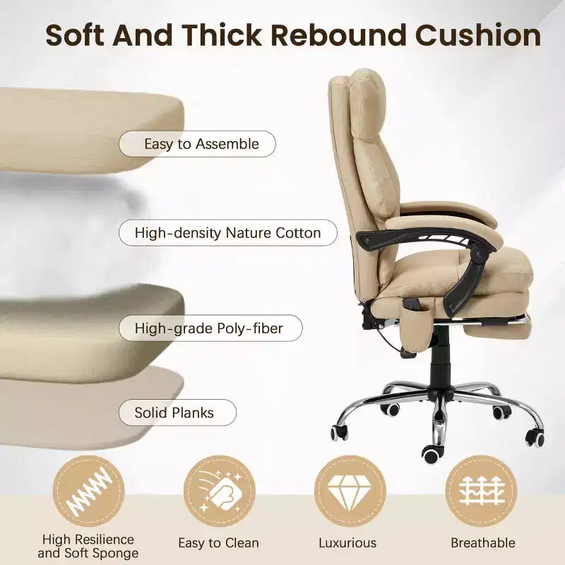 Chaise de bureau EROMMY avec 6 points de vibration, réglable en hauteur et en inclinaison