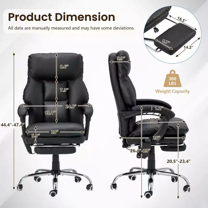 Chaise de bureau EROMMY avec 6 points de vibration, réglable en hauteur et en inclinaison