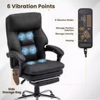 Chaise de bureau EROMMY avec 6 points de vibration, réglable en hauteur et en inclinaison