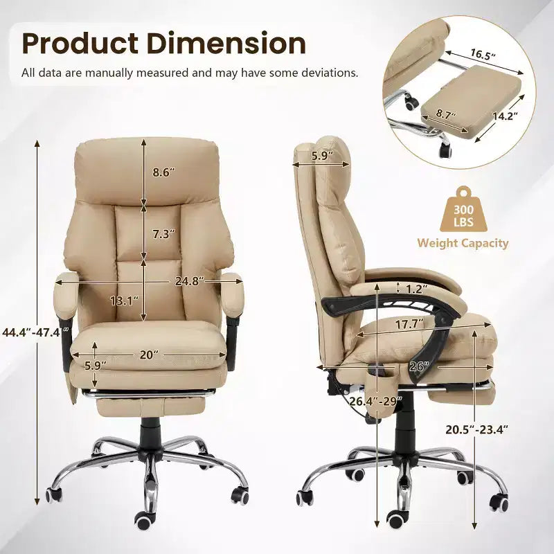 Chaise de bureau EROMMY avec 6 points de vibration, réglable en hauteur et en inclinaison