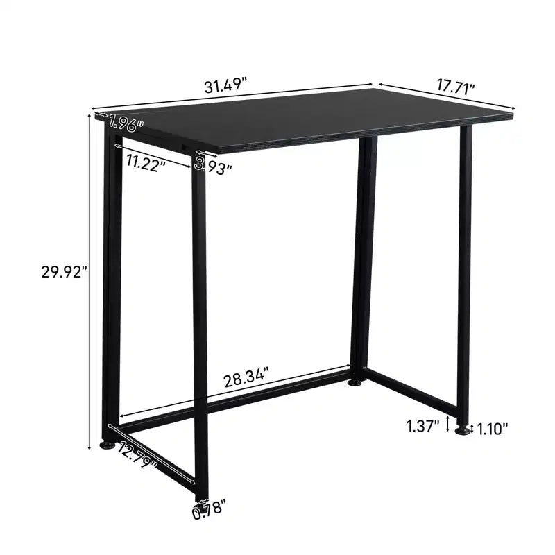 Bureau d'ordinateur simple pliant en métal noir Karl Home