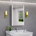 Armoire à pharmacie LED avec miroir, montage en surface ou encastré, lumière dimmable 3 couleurs, anti-buée, USB et prise de courant