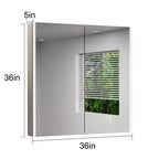 Armoire à pharmacie LED avec miroir, montage en surface ou encastré, lumière dimmable 3 couleurs, anti-buée, USB et prise de courant