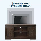 Meuble TV de style ferme pour téléviseurs jusqu'à 65 pouces, meuble de divertissement avec portes coulissantes de grange et armoires de rangement, console multimédia pour salon, chambre à coucher