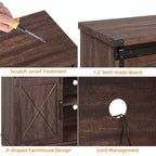Meuble TV de style ferme pour téléviseurs jusqu'à 65 pouces, meuble de divertissement avec portes coulissantes de grange et armoires de rangement, console multimédia pour salon, chambre à coucher