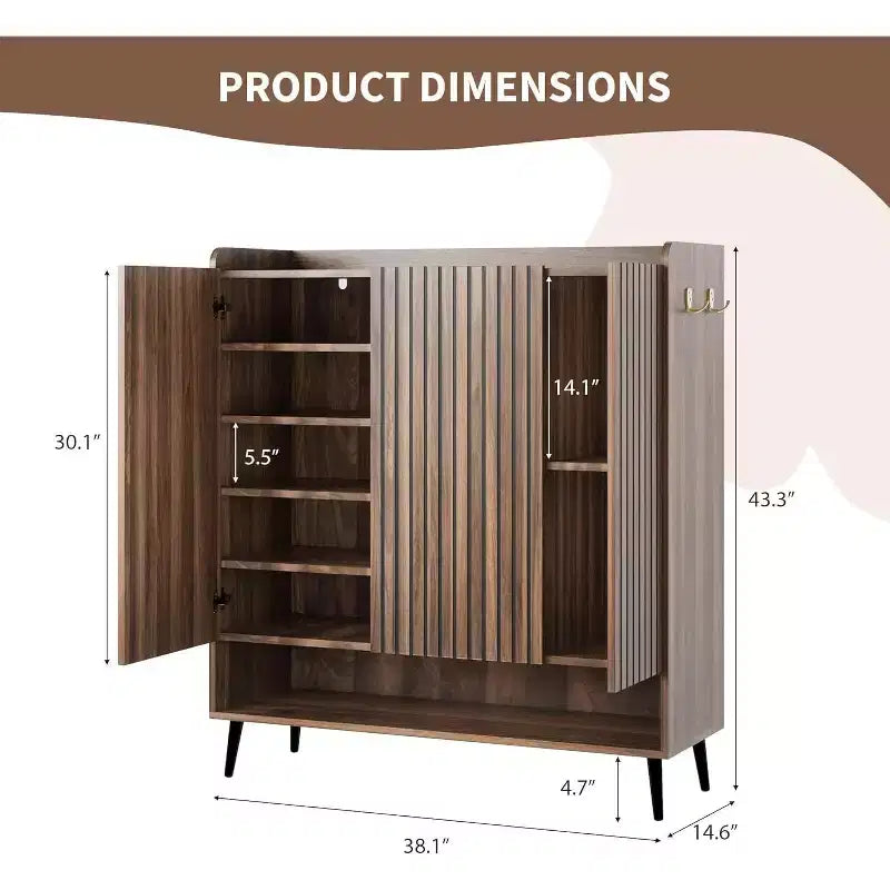 Meuble à ChaussuresGrand meuble à chaussures à 3 portes, étagères réglables, organisateur de chaussures avec portes pour couloir, entrée, salon