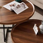 Nesting Coffee Table Set of 2 - Round Mid-Century Modern Tables for Living Room & Bedroom