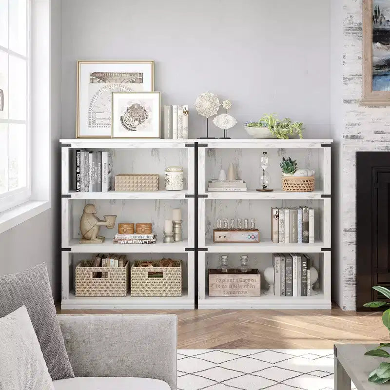 Étagère à 5 niveaux, Bibliothèque de style Ferme avec Rangement, Étagères en Bois pour Salon, Bureau à Domicile