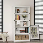Étagère à 5 niveaux, Bibliothèque de style Ferme avec Rangement, Étagères en Bois pour Salon, Bureau à Domicile