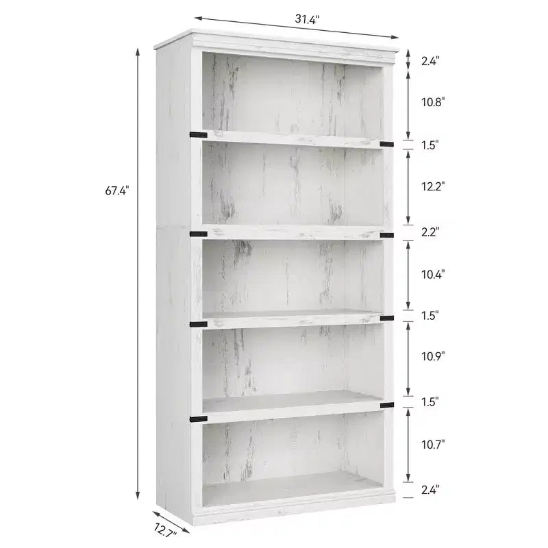 Étagère à 5 niveaux, Bibliothèque de style Ferme avec Rangement, Étagères en Bois pour Salon, Bureau à Domicile