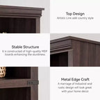 Étagère à 5 niveaux, Bibliothèque de style Ferme avec Rangement, Étagères en Bois pour Salon, Bureau à Domicile