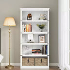 Étagère à 5 niveaux, Bibliothèque de style Ferme avec Rangement, Étagères en Bois pour Salon, Bureau à Domicile