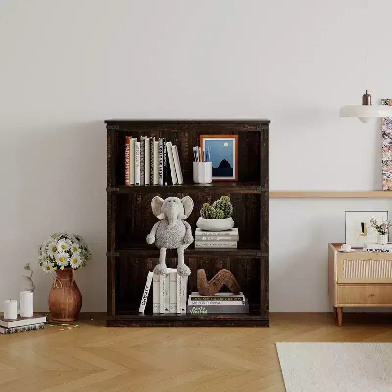 Étagère à 5 niveaux, Bibliothèque de style Ferme avec Rangement, Étagères en Bois pour Salon, Bureau à Domicile