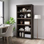 Étagère à 5 niveaux, Bibliothèque de style Ferme avec Rangement, Étagères en Bois pour Salon, Bureau à Domicile