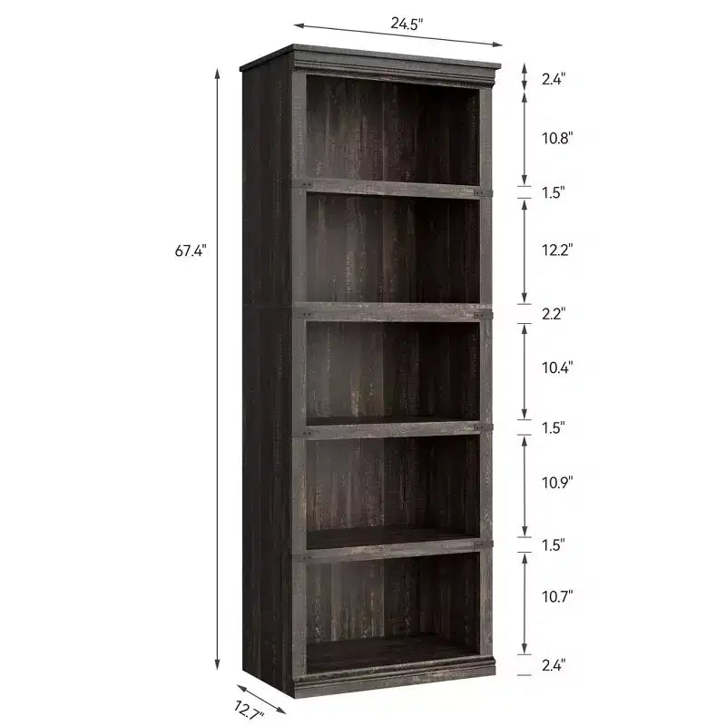 Étagère à 5 niveaux, Bibliothèque de style Ferme avec Rangement, Étagères en Bois pour Salon, Bureau à Domicile