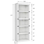 Étagère à 5 niveaux, Bibliothèque de style Ferme avec Rangement, Étagères en Bois pour Salon, Bureau à Domicile