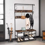 Porte-manteau d'entrée moderne de 39,9 po avec étagères de rangement et cadre robuste, porte-manteau autoportant pour salon/chambre/entrée