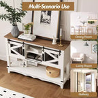 Console de ferme rustique avec portes coulissantes, Meuble de rangement, Table d'entrée, Table de canapé pour Salon, Couloir, Meuble rustique moderne