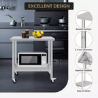 Table de Travail Commerciale en Acier Inoxydable 24x36 Pouces, Table de Préparation Mobile avec Étagère de Rangement Réglable et Roues Verrouillables