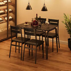 Ensemble de table à manger pour 4 personnes avec plateau rectangulaire en bois et chaises rembourrées, service de 5 pièces pour cuisine et salle à manger pour petits espaces, appartement