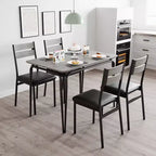 Ensemble de table à manger pour 4 personnes avec plateau rectangulaire en bois et chaises rembourrées, service de 5 pièces pour cuisine et salle à manger pour petits espaces, appartement