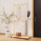 Portant à vêtements en bois, porte-vêtements autoportant à roulettes, armoire de rangement mobile, organisateur de rangement de vêtements pour chambre à coucher
