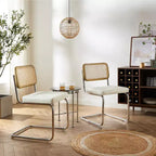 Art Leon Faux Leather Seat and Wicker Cane Back Dining Chairs, Set of 2