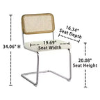 Art Leon Faux Leather Seat and Wicker Cane Back Dining Chairs, Set of 2