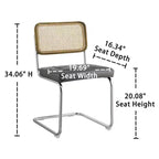 Art Leon Faux Leather Seat and Wicker Cane Back Dining Chairs, Set of 2