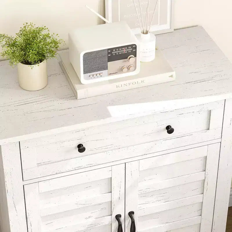 Bahut de buffet moderne avec étagère réglable à 3 niveaux et 7 hauteurs, meuble de rangement de cuisine avec un grand tiroir pour la salle à manger, l'entrée