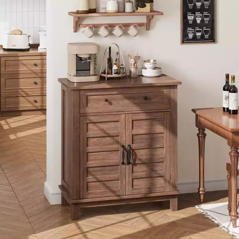 Bahut de buffet moderne avec étagère réglable à 3 niveaux et 7 hauteurs, meuble de rangement de cuisine avec un grand tiroir pour la salle à manger, l'entrée