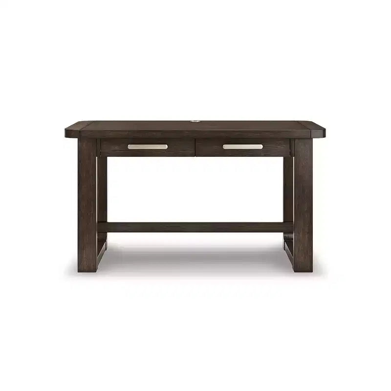 Bureau Signature Design by Ashley Breckington avec 2 tiroirs - Fini en bois brun foncé et découpe pour la gestion des câbles