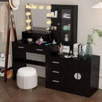 Coiffeuse de maquillage avec lumières, prise USB et de courant et armoire à tiroirs