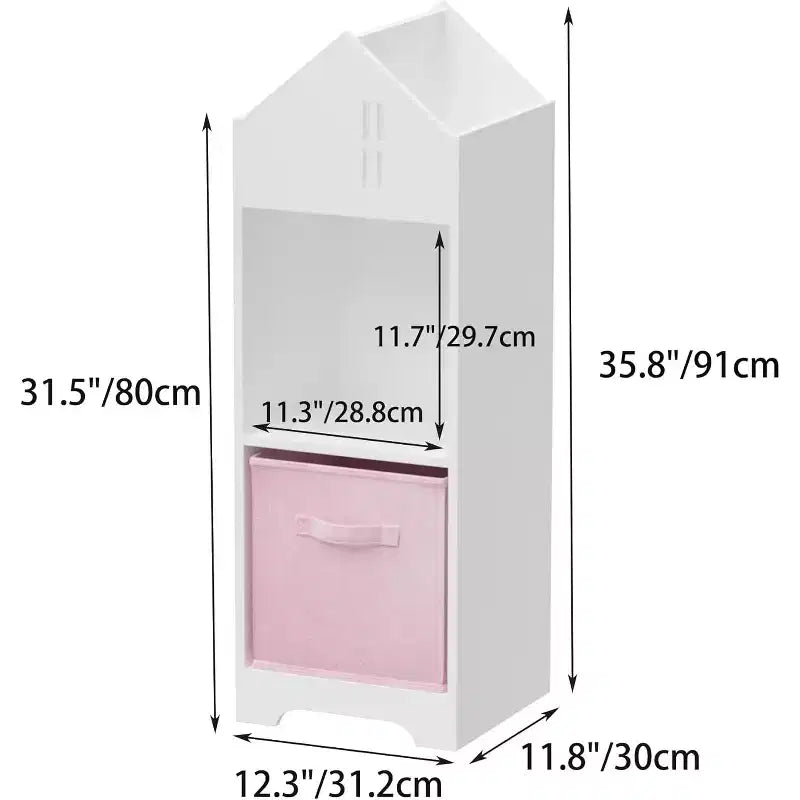 Étagère à livres pour enfants, bibliothèque pour tout-petits, meuble de rangement et de présentation à 2 niveaux, pour chambre de garçons et de filles, salle de jeux, maison, tiroirs en tissu pliables