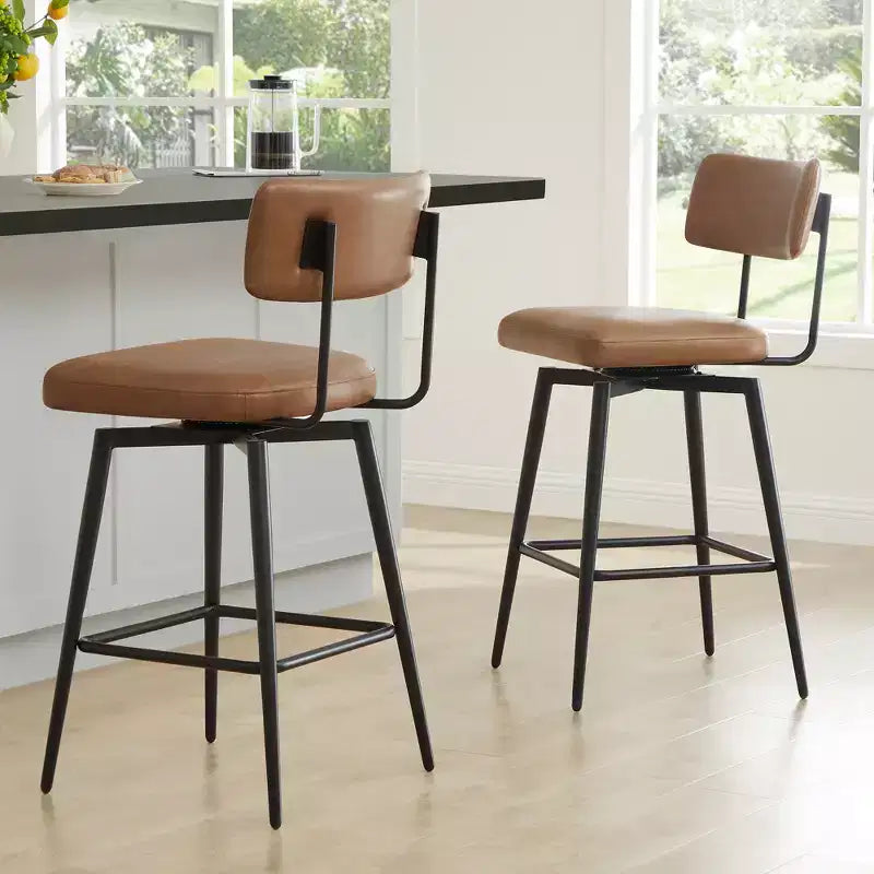 Chaises de bar pivotantes hauteur comptoir Spruce&Spring avec cadre en métal – Lot de 2