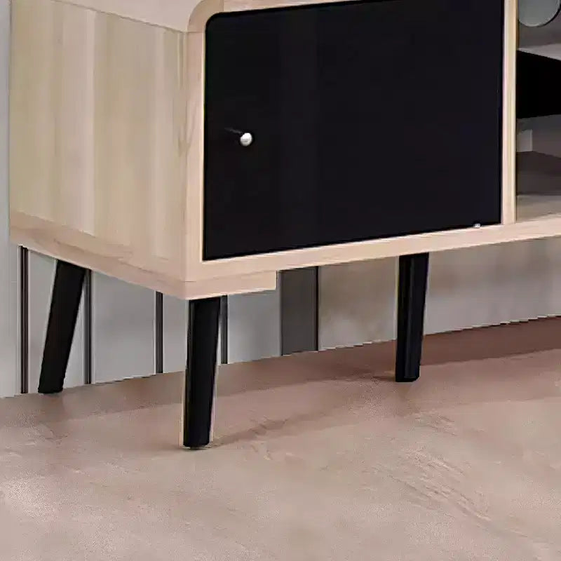 Kings Brand Furniture Nathan Ensemble de salon 3 pièces avec meuble TV, table basse et buffet, style ferme moderne, chêne/noir