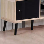 Kings Brand Furniture Nathan Ensemble de salon 3 pièces avec meuble TV, table basse et buffet, style ferme moderne, chêne/noir