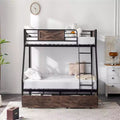 Karl Home Bunk Bed Twin Over Full Size with 2 Storage Drawers, Heavy Duty Metal Slat Support, No Box Spring Needed
