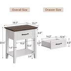 GustoWave Nightstands End Table with Drawer, Side Table for Spaces, 2 Tiers Storage Shelves with Dresser, Bedside Table