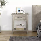 GustoWave Nightstands End Table with Drawer, Side Table for Spaces, 2 Tiers Storage Shelves with Dresser, Bedside Table