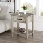GustoWave Nightstands End Table with Drawer, Side Table for Spaces, 2 Tiers Storage Shelves with Dresser, Bedside Table