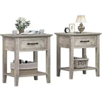 GustoWave Nightstands End Table with Drawer, Side Table for Spaces, 2 Tiers Storage Shelves with Dresser, Bedside Table