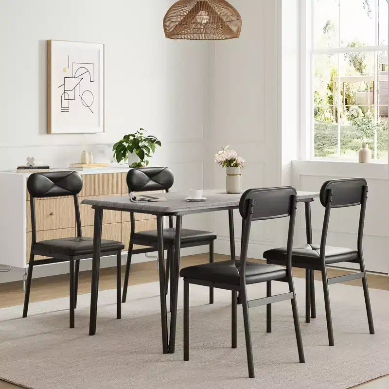 Dining Table for 4,Small Table & Chairs Set of 4,Square Dinette Set for 4,5 Piece Kitchen & Dining Room Sets for Small Space,Apartment,Home Office
