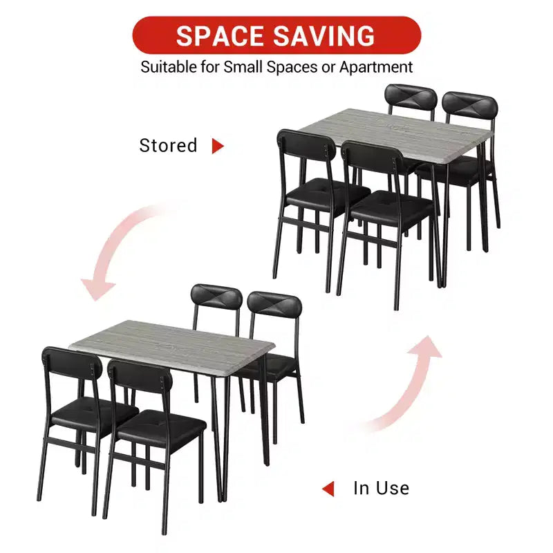 Dining Table for 4,Small Table & Chairs Set of 4,Square Dinette Set for 4,5 Piece Kitchen & Dining Room Sets for Small Space,Apartment,Home Office