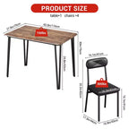 Dining Table for 4,Small Table & Chairs Set of 4,Square Dinette Set for 4,5 Piece Kitchen & Dining Room Sets for Small Space,Apartment,Home Office