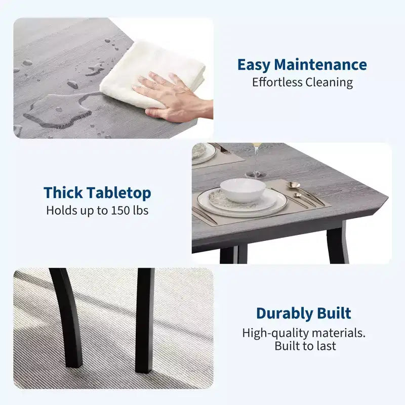 Dining Table Set for 4, Metal Frame Kitchen Table Set with 2 Upholstered Bench, 3 Piece Dining Room Table Furniture for Apartment, Studio, Home